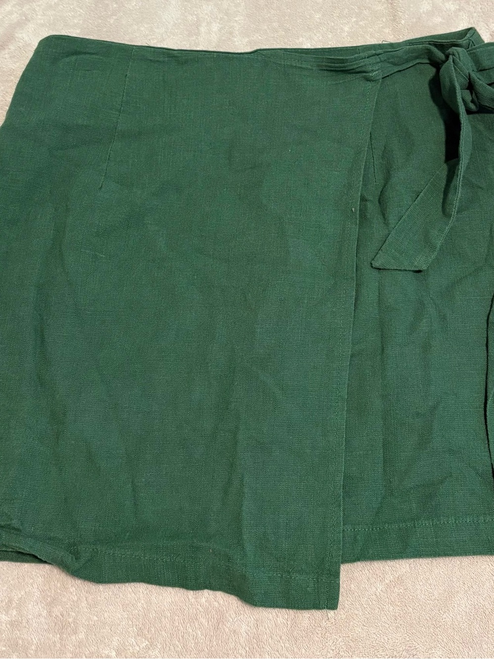 Green Wrap Skirt with Side Tie